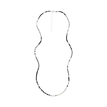 Collar-Brazalete Belen Grueso Plata Largo Morse Negro